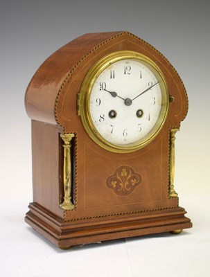 Lot 532 - Edwardian mahogany inlaid mantel clock