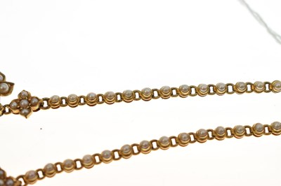 Lot 45 - Late 19th century seed pearl yellow metal pendant necklace