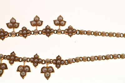 Lot 45 - Late 19th century seed pearl yellow metal pendant necklace