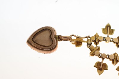 Lot 45 - Late 19th century seed pearl yellow metal pendant necklace
