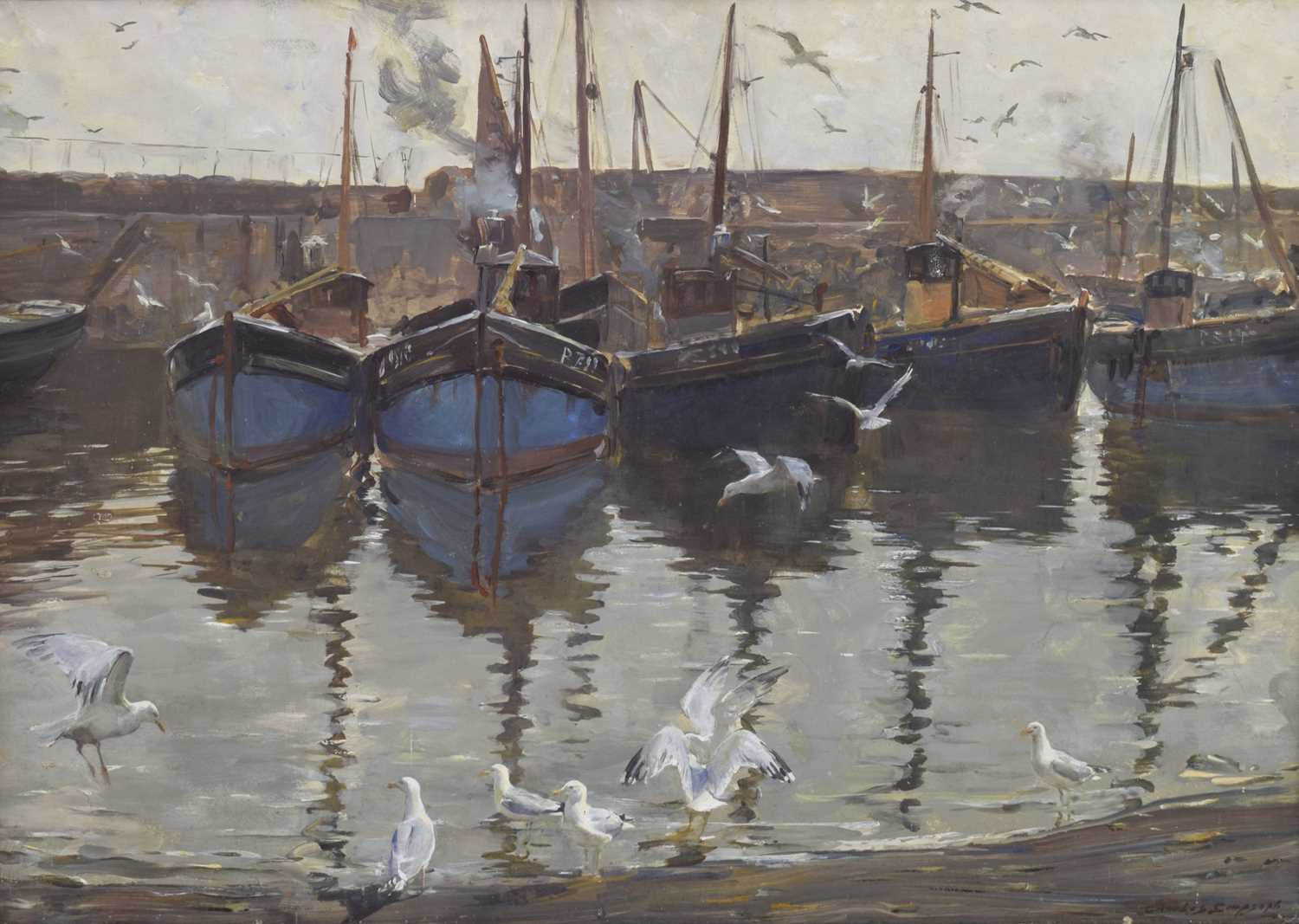 Lot 398 - Charles Walter Simpson (1885-1971) - Gouache - ‘Mousehole Harbour’