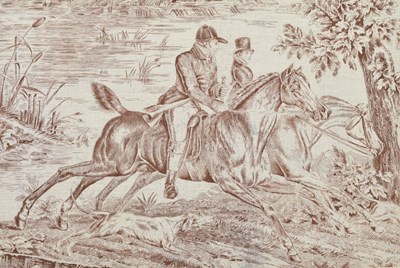 Lot 656 - 19th century French printed toile de jouy panel, reputedly Mulhouse circa 1815-25