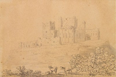 Lot 599 - Anthony Devis (1729-1817) - Study of cattle before a castle
