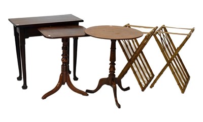 Lot 793 - Two tripod tables, a Georgian mahogany side table and two bamboo effect stands