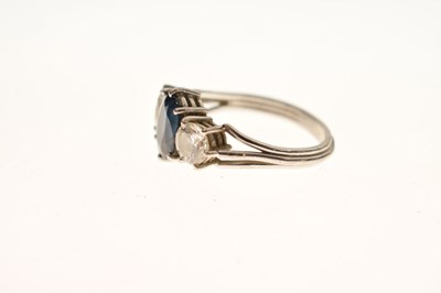 Lot 11 - Sapphire and diamond 18ct white gold three-stone ring