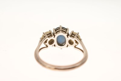 Lot 11 - Sapphire and diamond 18ct white gold three-stone ring