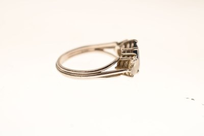 Lot 11 - Sapphire and diamond 18ct white gold three-stone ring