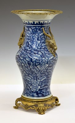 Lot 416 - Chinese blue and white vase with metal mounts