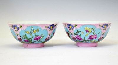 Lot 420 - Pair of pink ground bowls
