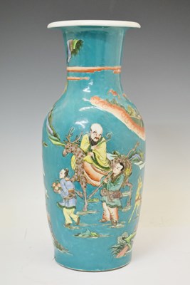 Lot 414 - Large Chinese porcelain sea-green ground vase
