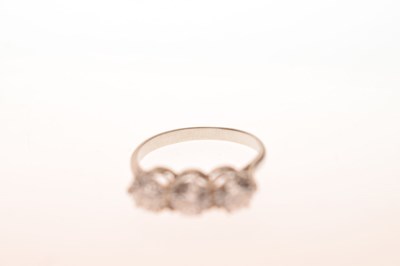 Lot 8 - Diamond three stone white metal ring