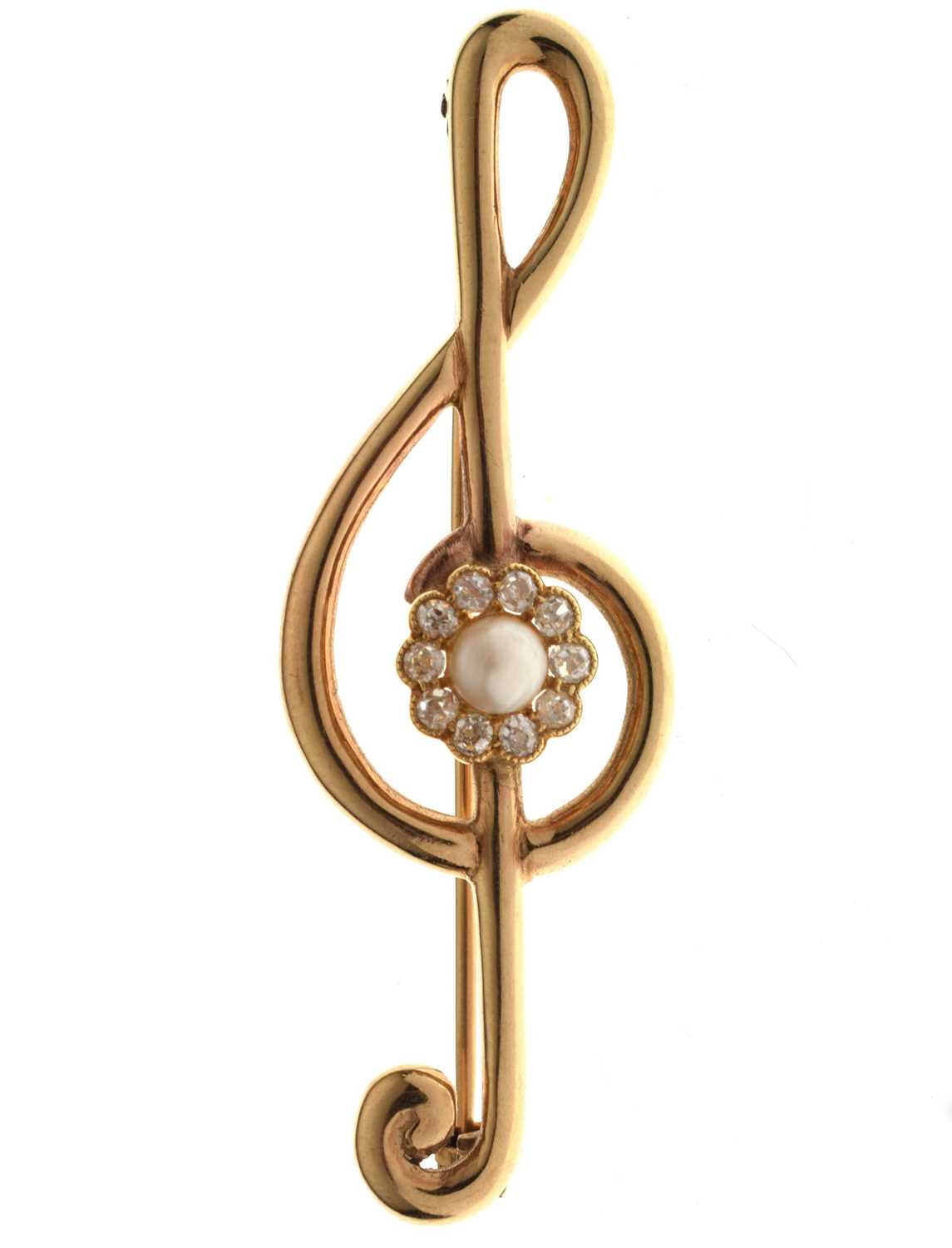 Lot 40 - 9ct gold treble clef brooch
