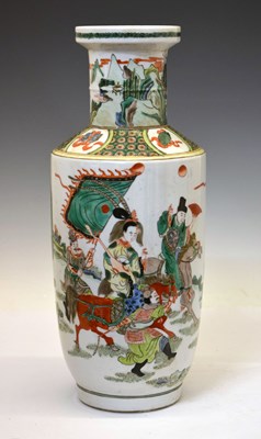 Lot 567 - Chinese Canton Famille Verte porcelain rouleau vase