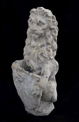 Lot 758 - Weathered composition lion garden ornament
