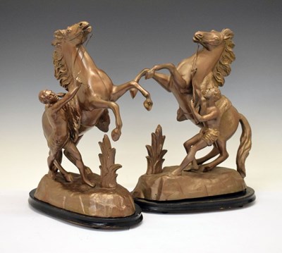 Lot 568 - Pair of spelter Marly Horses