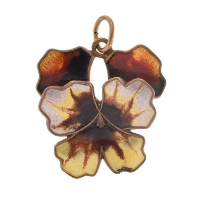 Lot 60 - David Andersen enamelled silver pansy pendant