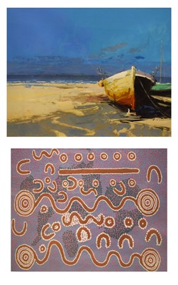 Lot 573 - First Nation Australian print together with a limited edition coastal print
