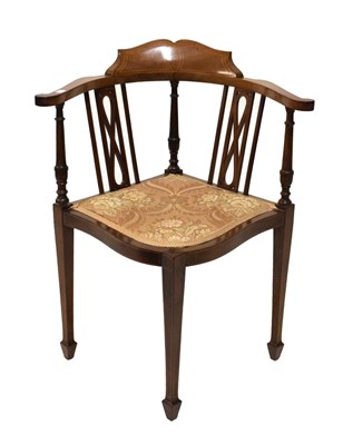 Lot 576 - Edwardian inlaid mahogany corner chair