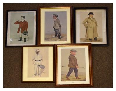 Lot 704 - After Spy - Two vintage prints, and three reproduction
