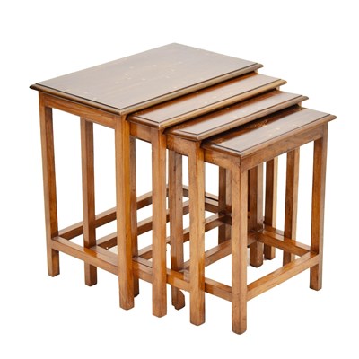 Lot 780 - Quartetto of hardwood and brass inlaid tables