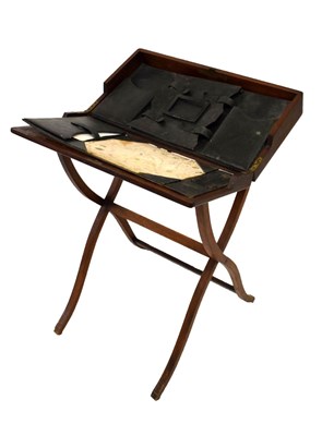 Lot 602 - Edwardian mahogany campaign-style folding desk