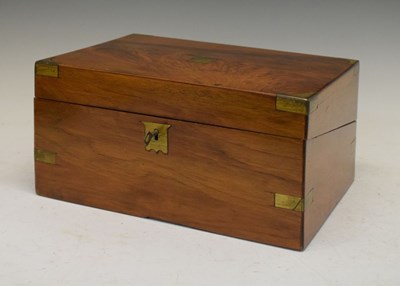 Lot 494 - Brass-bound walnut lap desk