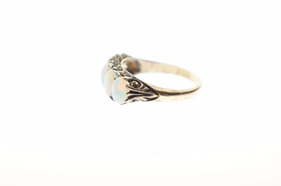 Lot 18 - 19th century opal and diamond five stone 18ct yellow gold ring