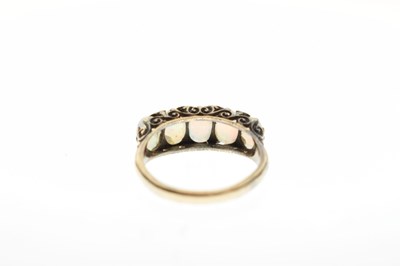 Lot 18 - 19th century opal and diamond five stone 18ct yellow gold ring