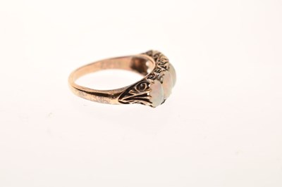 Lot 18 - 19th century opal and diamond five stone 18ct yellow gold ring