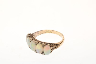 Lot 18 - 19th century opal and diamond five stone 18ct yellow gold ring