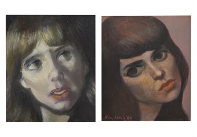 Lot 523 - Kenneth (Ken) Leech, (1910-1995) - Oil on plyboard - Two portraits