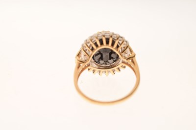 Lot 23 - 9ct gold synthetic sapphire and diamond cluster ring