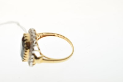 Lot 23 - 9ct gold synthetic sapphire and diamond cluster ring