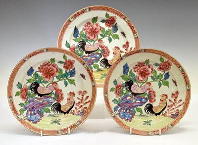 Lot 244 - Three 19th century Chinese Canton Famille Rose plates