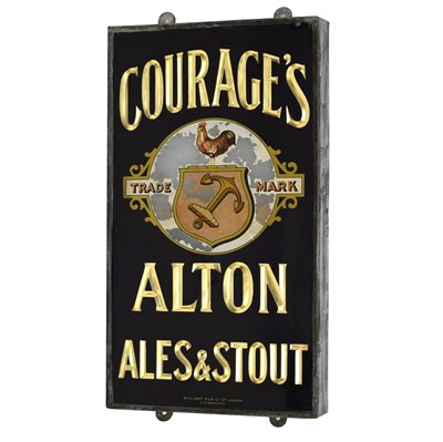 Lot 192 - Advertising - Courage's Brewery, Alton Ales & Stout glass fronted sign
