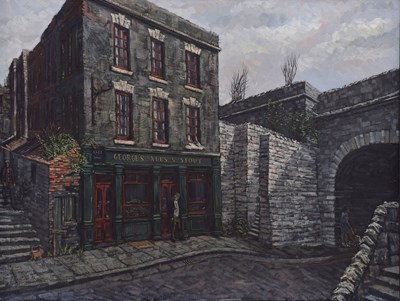 Lot 376 - Gerald Albert Cains (b.1932) - Oil on canvas - Kingsland Road