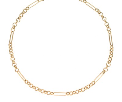 Lot 106 - 9ct gold fancy belcher link necklace