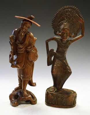 Lot 303 - South East Asian dancer, and a Japanese rootwood figure
