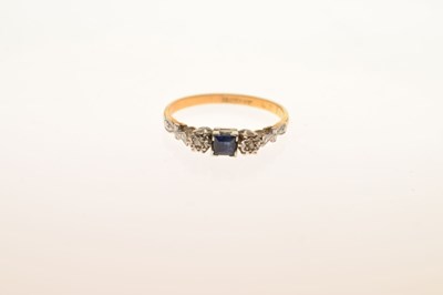 Lot 28 - Sapphire and diamond dress ring, stamped '18ct & Pt'