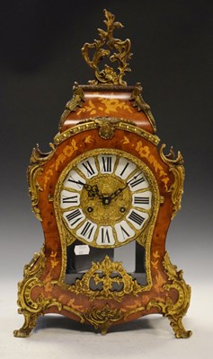 Lot 536 - Reproduction continental marquetry mantel clock