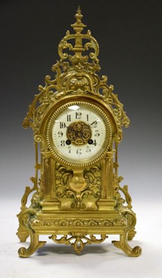Lot 535 - Brass cased French mantel clock