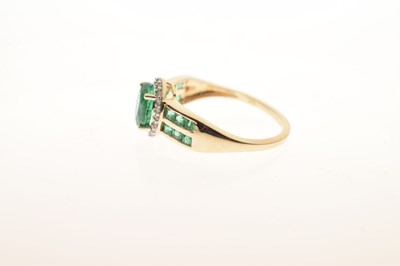 Lot 29 - Emerald and diamond 9ct gold ring