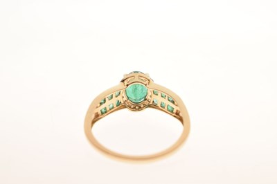 Lot 29 - Emerald and diamond 9ct gold ring