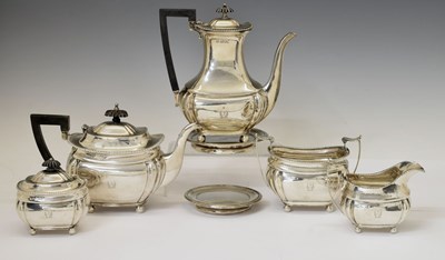 Lot 117 - Edward VII silver tea and coffee set, together with two Anglo-Indian white-metal circular stands