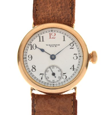 Lot 120 - Waltham 9ct trench watch circa 1928