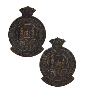 Lot 133 - Two Irish First World War period City of Cork Volunteer Training Corps cap badges