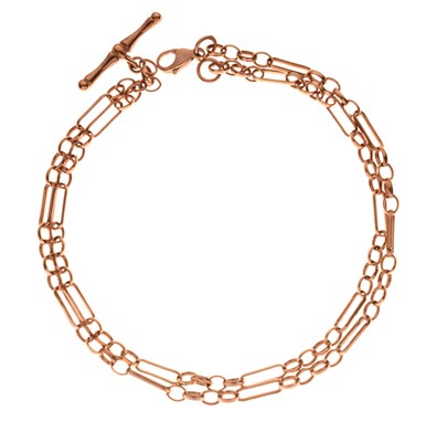 Lot 139 - 9ct rose gold necklace with T-bar drop