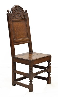 Lot 475 - Late 17th century oak chair carved with tulips