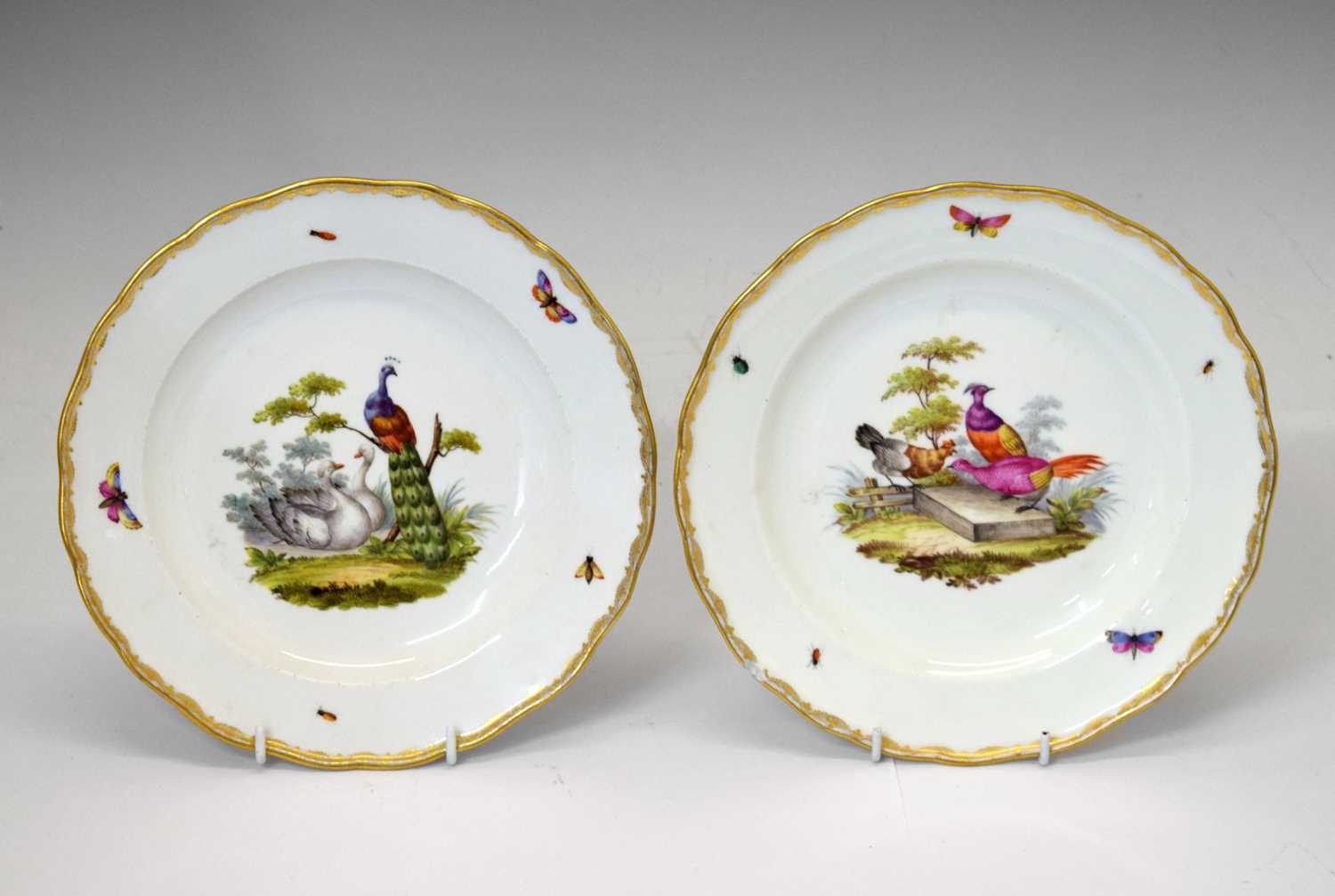 Lot 231 - Pair of Meissen ornithological plates