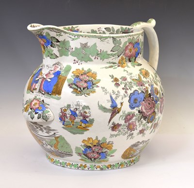 Lot 208 - Bristol Interest - Monumental Victorian transfer-printed and painted pottery jug